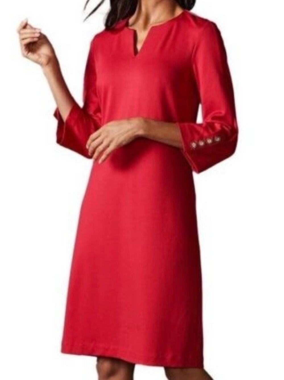 J.McLaughlin Red Ofelia Catalina Cloth Shift Midi Dress Sz.XL